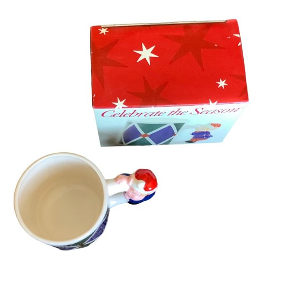 Vtg 1997 Celebrate The Season Christmas Ceramic Mug Elf Figurine Handle NEW NOS - Picture 4 of 8